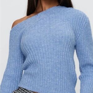 Princess Polly Sky Blue Off-Shoulder Sweater